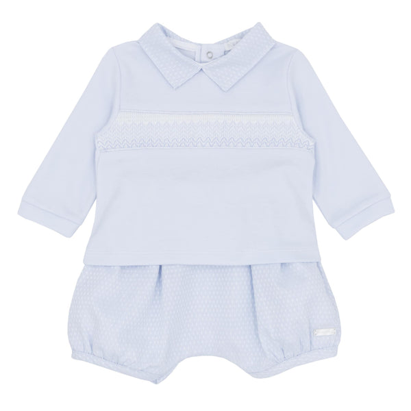 Blues Baby Boys Smocked Long Sleeved Top & Shorts Set - BB2170