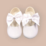 Baypods Baby White Patent Pram Bow Shoes