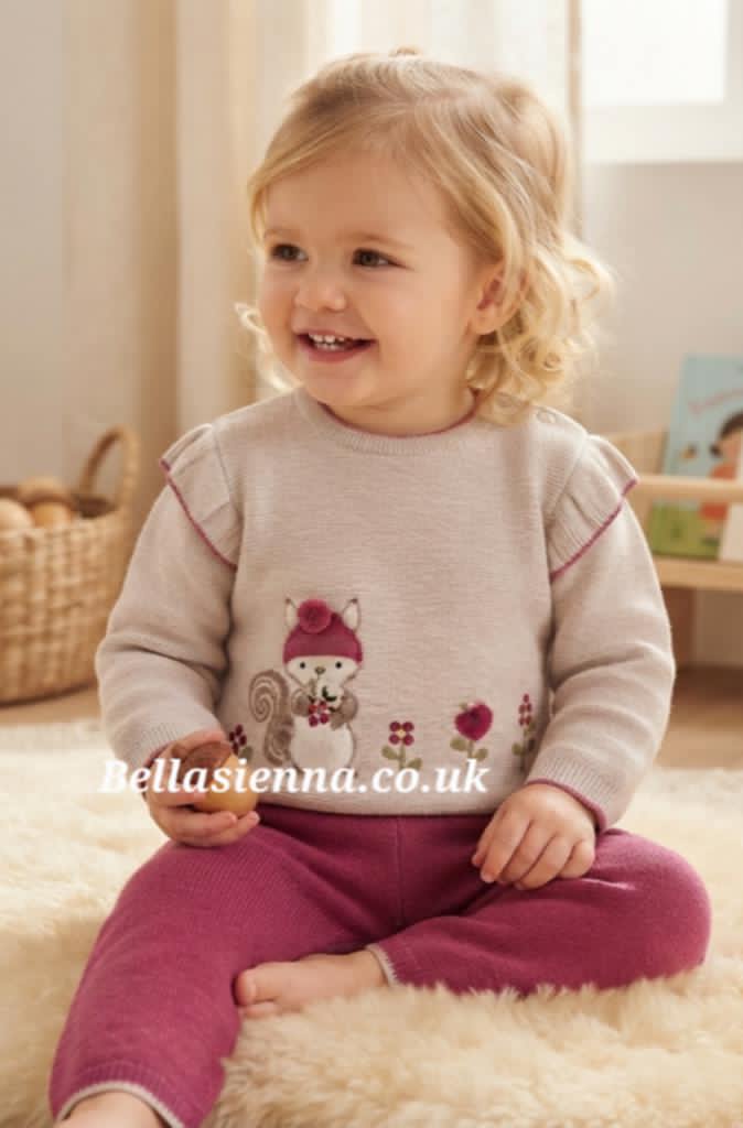 Girls Knitted Two Piece Jumper & Trousers Set - 2557