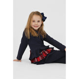 Harris Kids "Darcy" Girls Frilly Tartan Bow Tracksuit Set - Navy