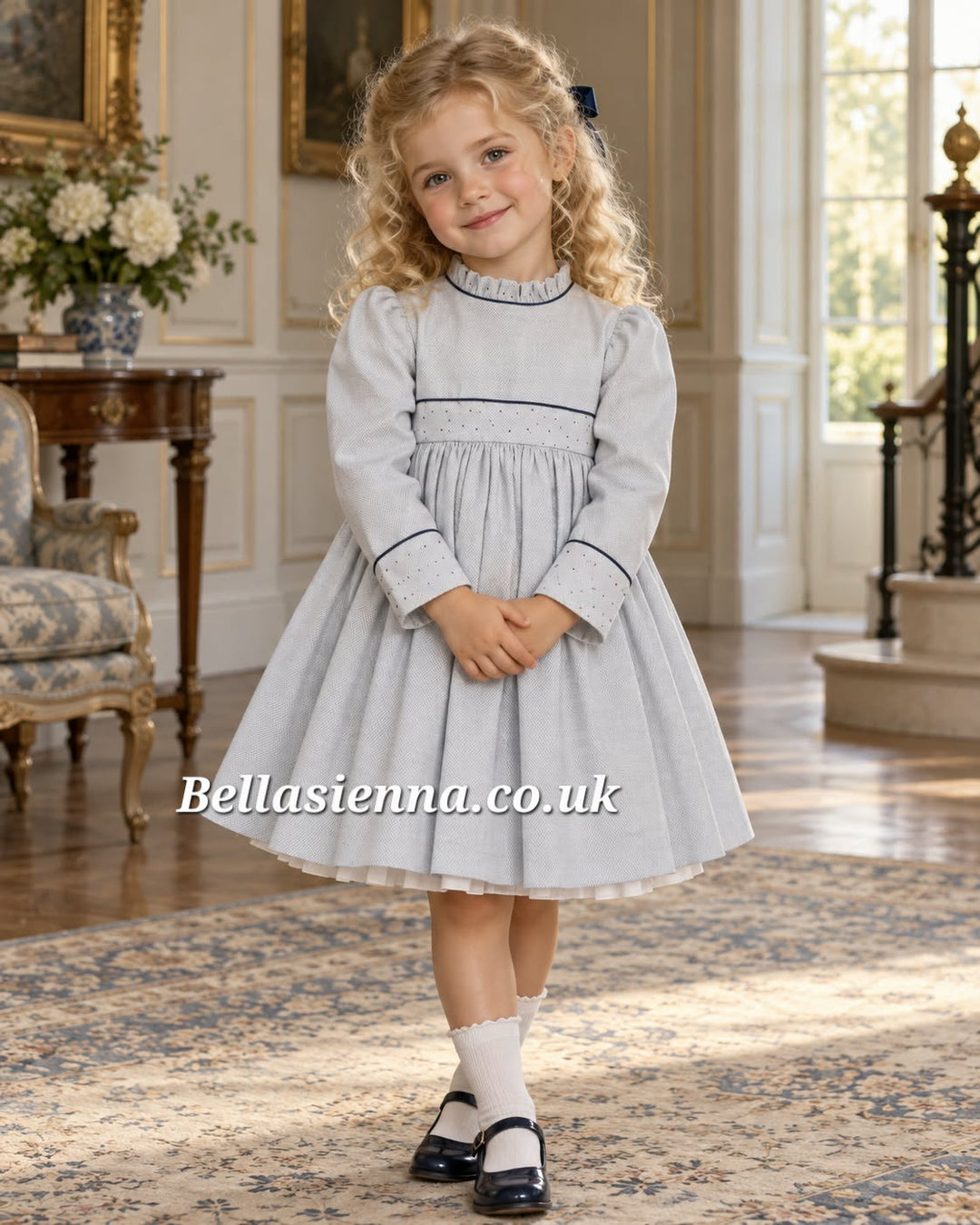 Dbb Collection Blue Winter Dress With A Big Bow On The Back - 12502