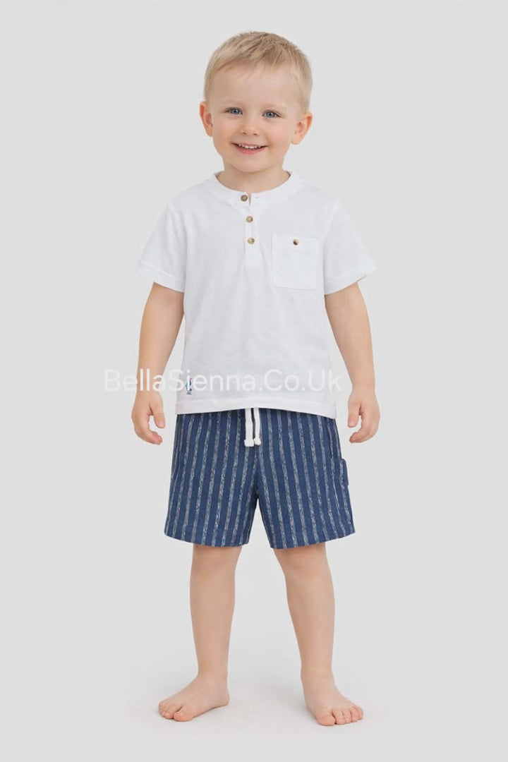Mayoral Boys Navy Stripe Shorts & T-Shirt Set - 3603