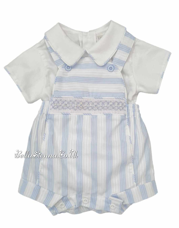 Pretty Originals Boys Blue & White Hand Smocked Outfit - MT02405