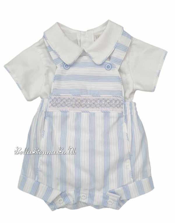 Pretty Originals Boys Blue & White Hand Smocked Outfit - MT02405