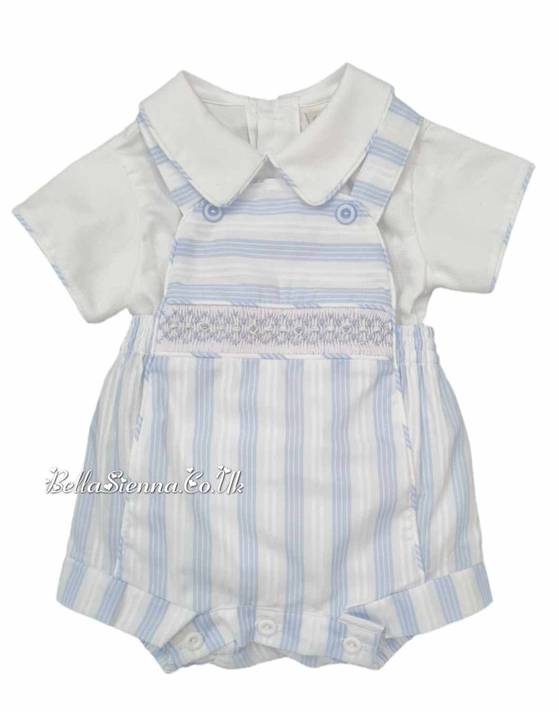 Pretty Originals Boys Blue & White Hand Smocked Outfit - MT02405