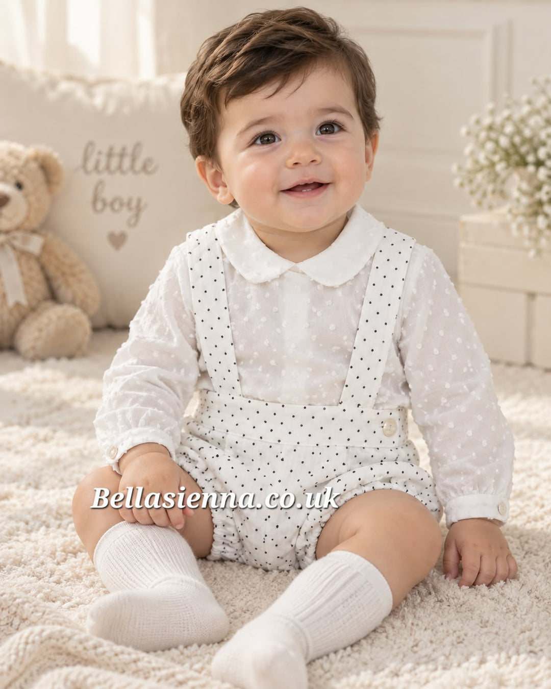 Dbb Collection Boys Shirt & Spotty Dungaree Set - 17505 - white/Black