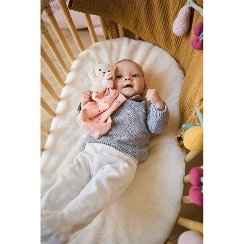 Kaloo Doudou Bear Toy Comforter - Leaves Of Love - Pink/Peach