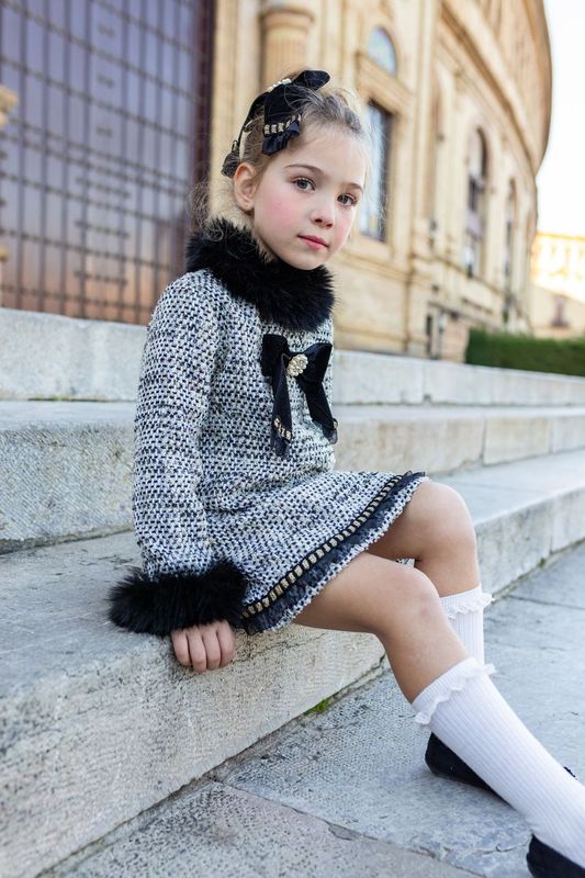 AW24 Naxos Girls Black Chanel Tweed Dress