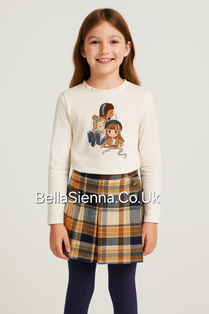 Mayoral Girls Checked Skort & Long Sleeved Top - 4065 & 4909