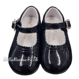 Pretty Originals Navy Patent Leather Mary Jane Shoes With Diamante Buckle - UE1709D