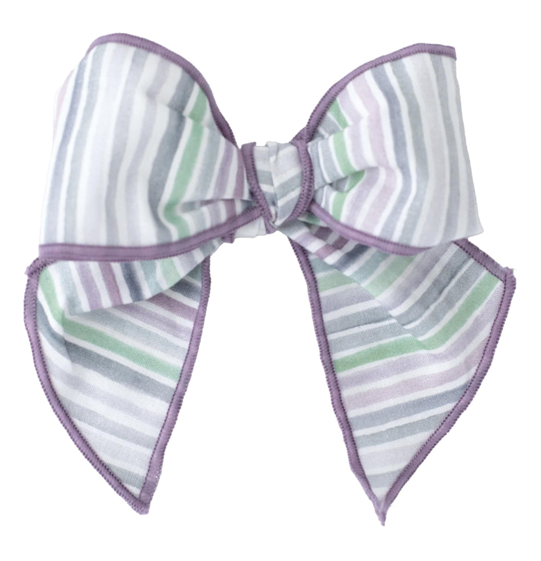 Calamaro Lilac & Green Stripe Hair Bow To Match - 11160 - 77101