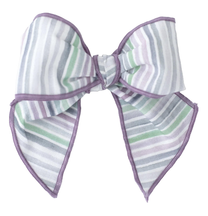 Calamaro Lilac & Green Stripe Hair Bow To Match - 11160 - 77101