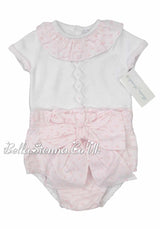 Martin Aranda White And Pink Jam Pant Set For Baby Girls