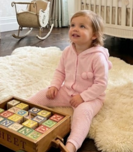 BLUES BABY BB0079 PINK KNIT TROUSERS AND POM POM HOODED CARDIGAN