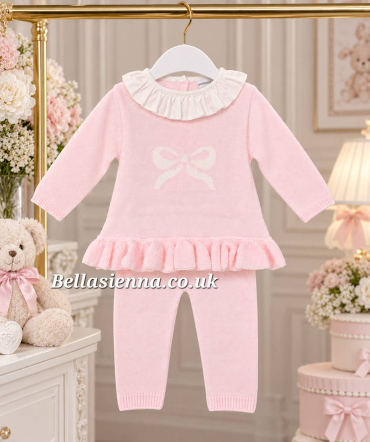 Girls Winter Knitted Two Piece Leggings Set - "Bow" - B105101425