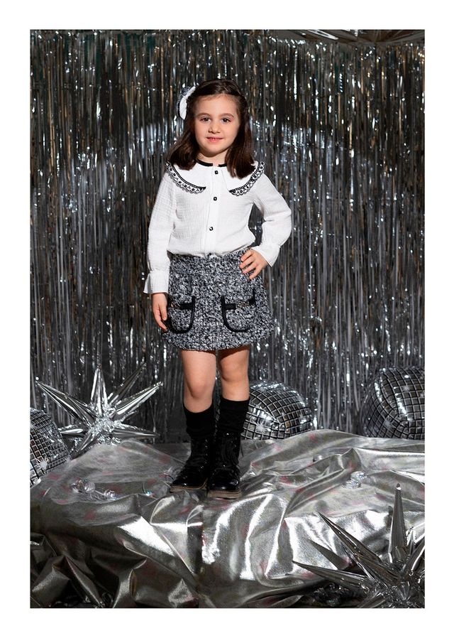 Basmarti Girls Grey, Black & White Winter Boucle Bow Headband To Match - 26510 & 26513