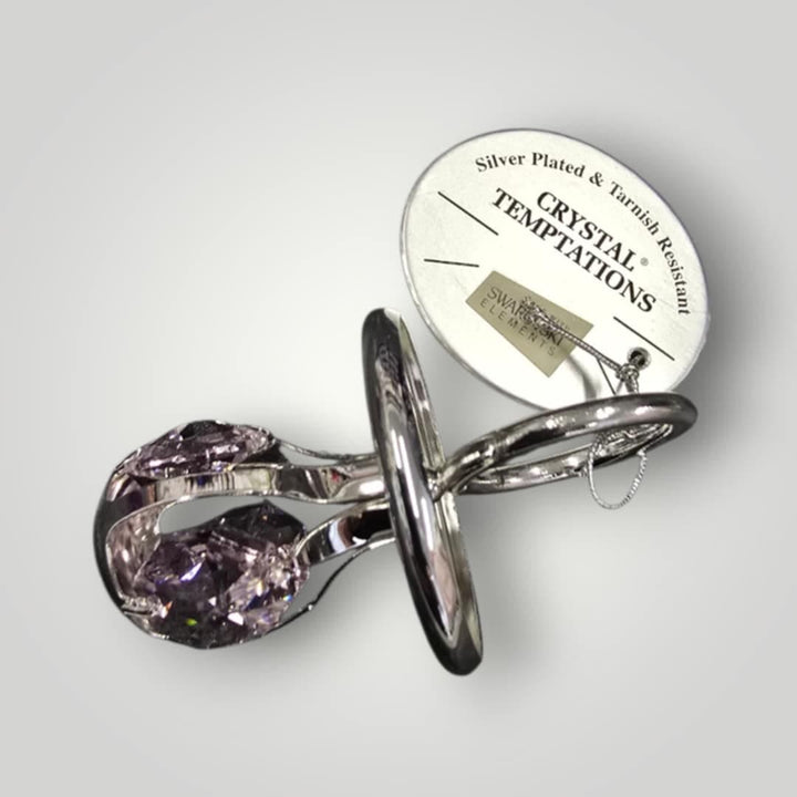 Crystal Temptations Pram Charm Silver Plated With Pink Crystal