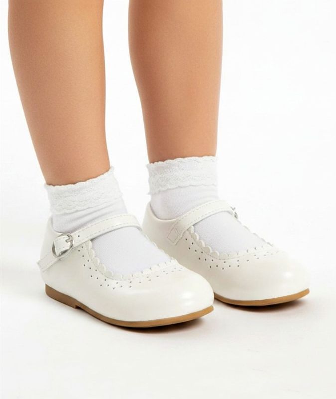 Sevva - "Emma" Cream Patent Mary Jane Shoes - Ivory