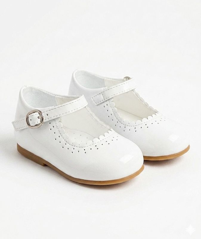 Sevva - "Emma" White Patent Mary Jane Shoes