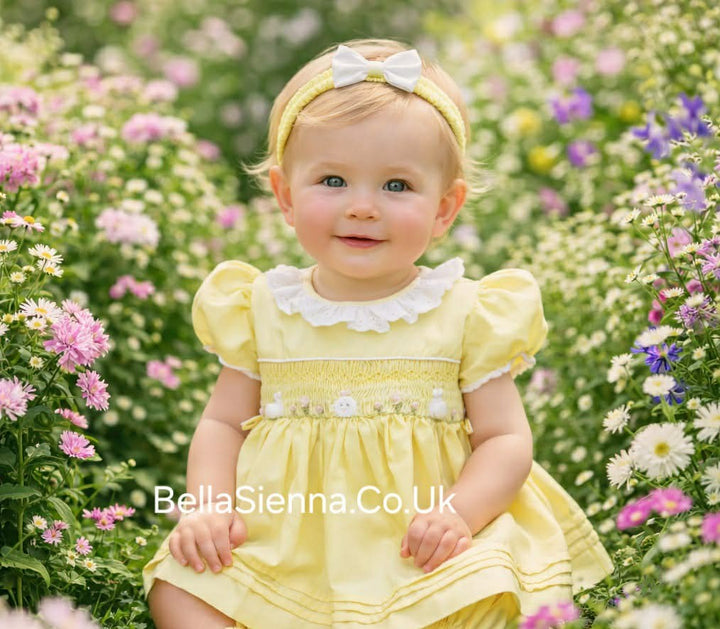 Pretty Originals Lemon Smocked Bunny Rabbit Dress, Bloomers & Headband - MT02204