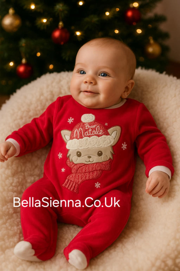 iDo Baby Unisex Red Christmas Sleepsuit