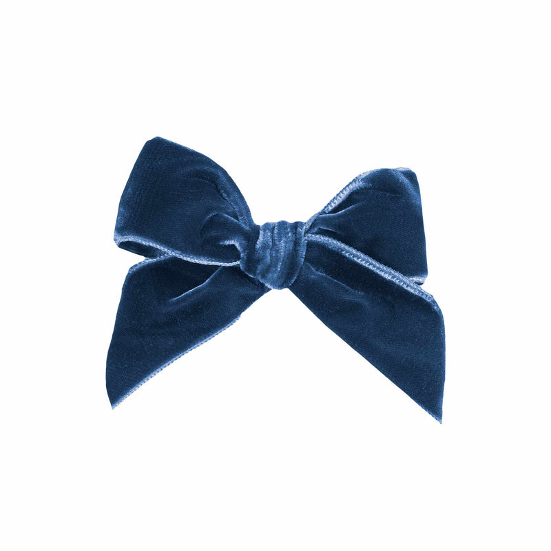 Calamaro Navy Blue Velour Hair Bow -77028