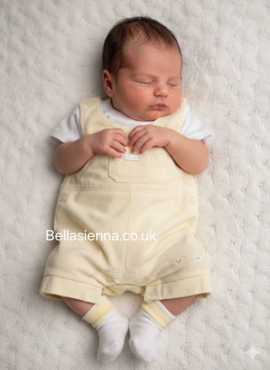 Boys Two Piece Lemon & White Dungaree & Top Set - 8047