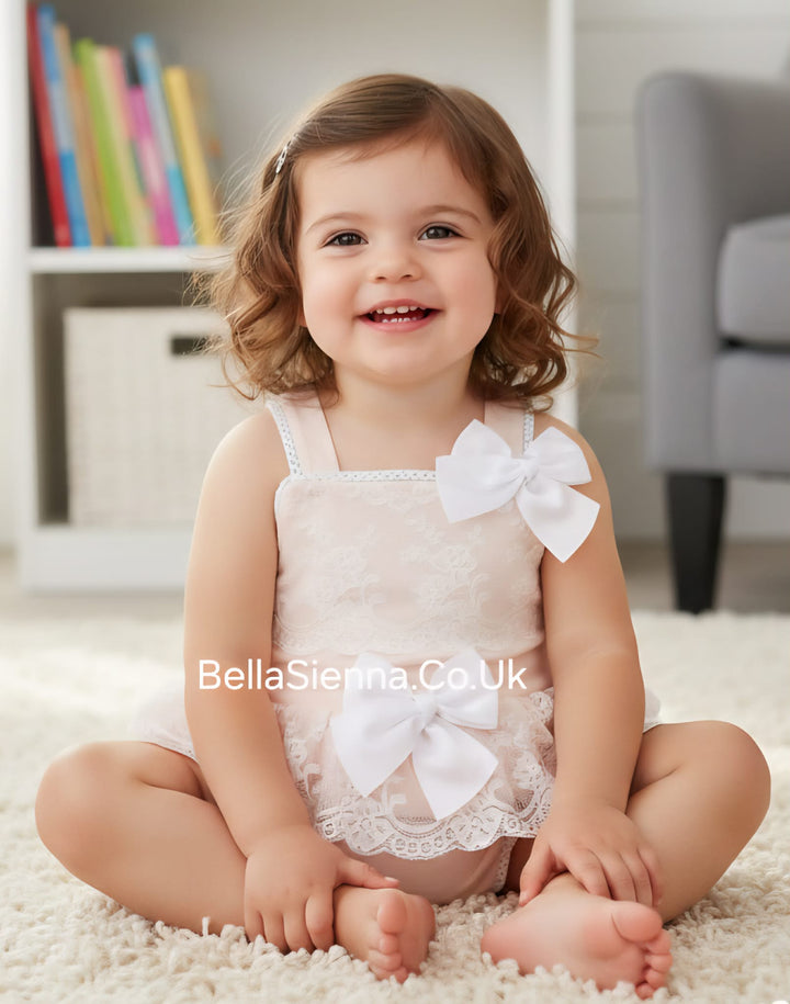 Nini Baby Girls Lace Romper/Shortie