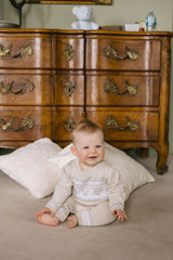 Emile et Rose Beige Teddy Bear Knitted Baby Romper With Matching Hat - Kristian