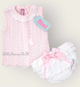 Nini Baby Girls Fine Pink And White Knit Summer Set