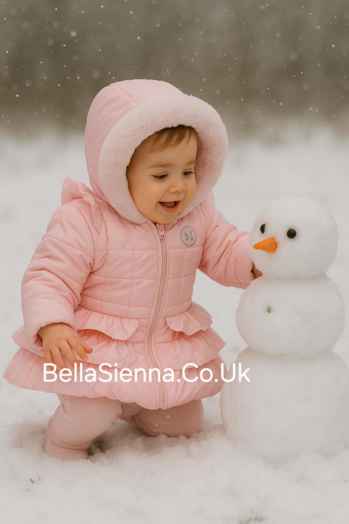 Mintini Girls Pink Coat With Diamante Logo - MB5933