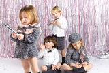 Calamaro Girls Charcoal Grey & Dusky Pink Tweed Beret To Match - 21319 - 75147