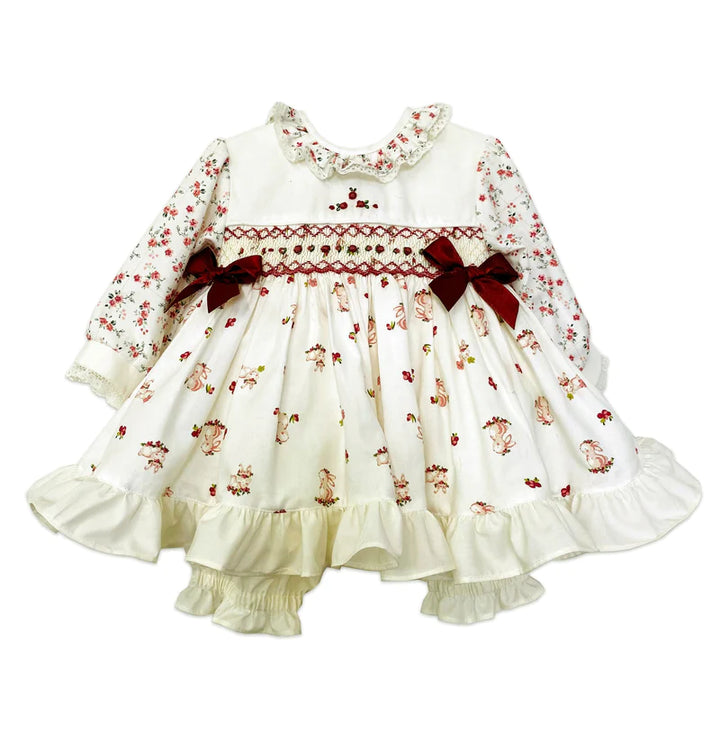 Pretty Originals Baby Girls Bunny Rabbit Print Dress, Bloomers And Matching Headband - MT02137