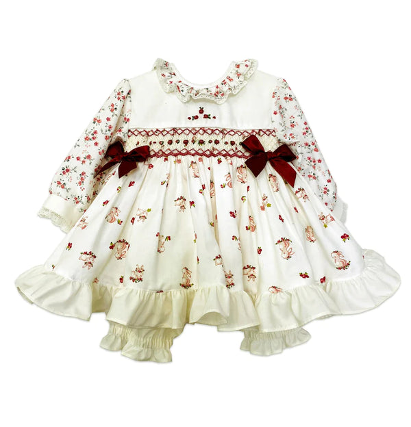 Pretty Originals Baby Girls Bunny Rabbit Print Dress, Bloomers And Matching Headband - MT02137