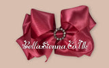 Bowtique London 4 Inch Pink Satin Medium Size Hair Bow With Diamanté Centre