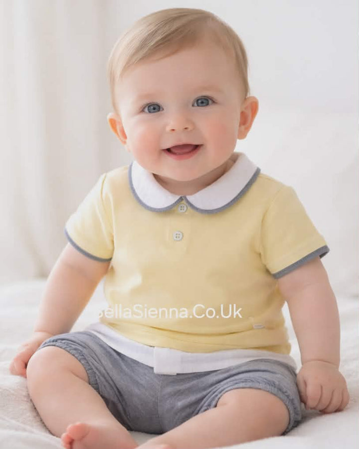 Yoedu Boys Lemon & Navy Two Piece Outfit - 0020