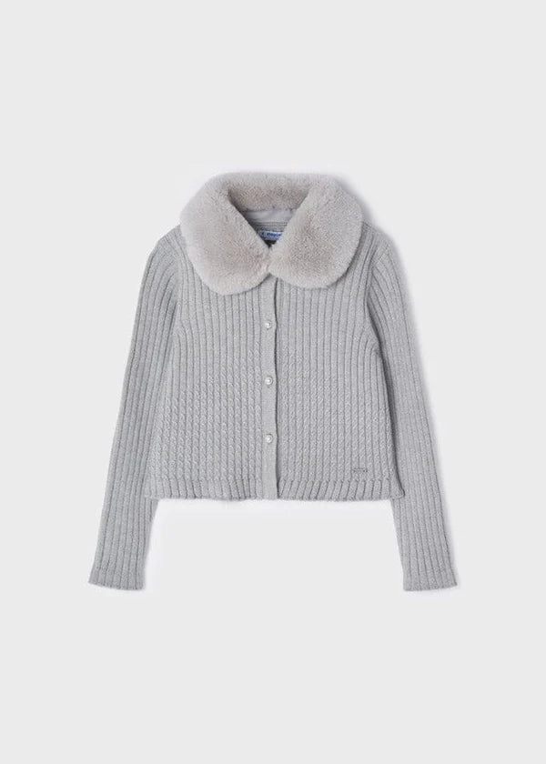 Mayoral Faux fur neck knitted cardigan girl - 4309