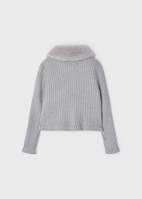 Mayoral Faux fur neck knitted cardigan girl - 4309