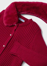 Mayoral Faux fur neck knitted cardigan girl - 4309