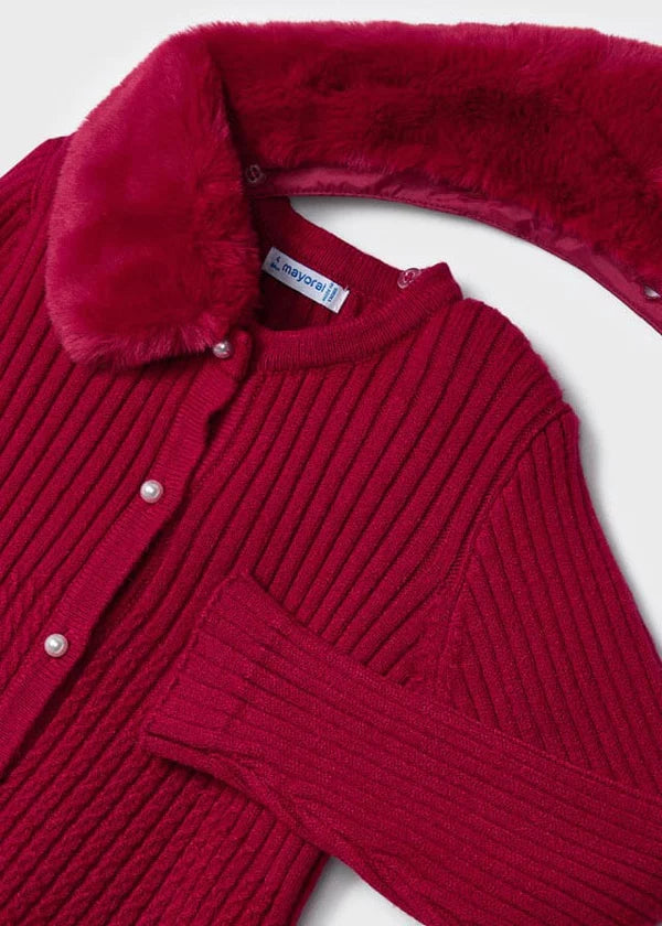 Mayoral Faux fur neck knitted cardigan girl - 4309