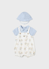 Mayoral Newborn Dungaree Style Bodysuit with Bucket hat Better Cotton 1616