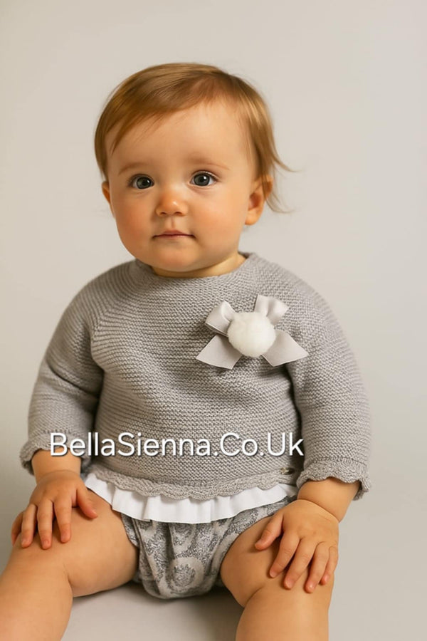 Juliana Baby Girls Grey Knitted Two Piece Set J765