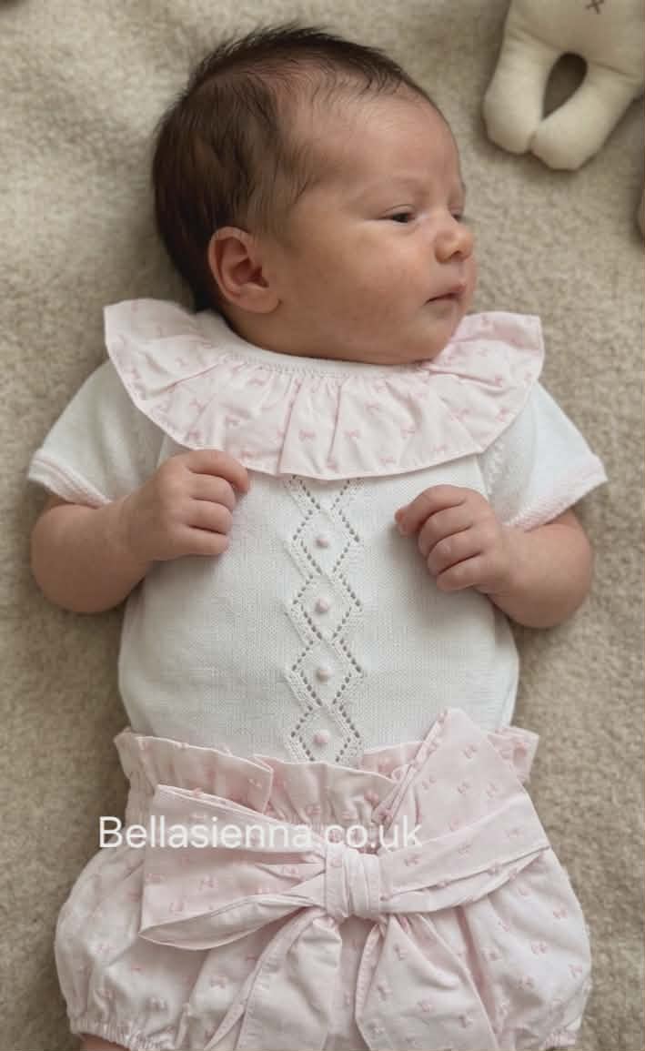 Martin Aranda White And Pink Jam Pant Set For Baby Girls 30040