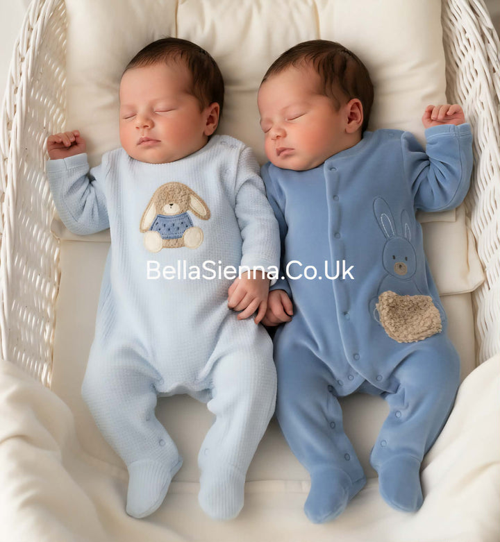 Mayoral Baby Boys Pack Of Two Velour Babygrows, All In One, Sleepsuit - 2719