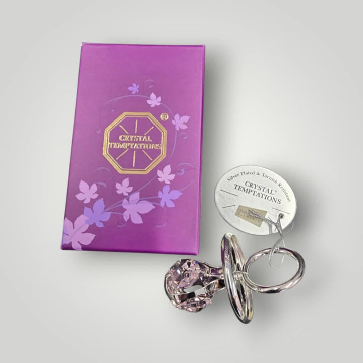 Crystal Temptations Pram Charm Silver Plated With Pink Crystal