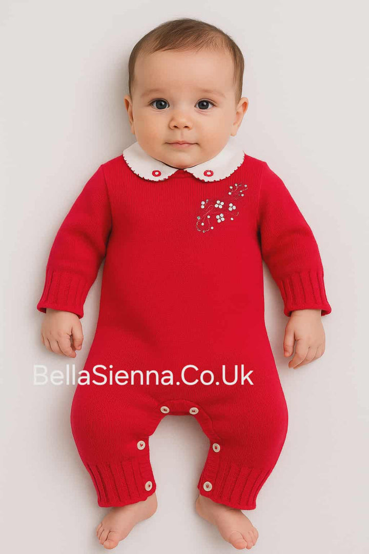 Sarah Louise Girls Winter Knitted Romper Red 018132