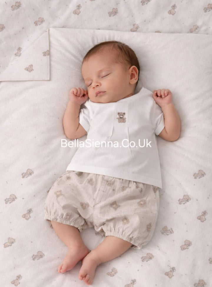 Mayoral Baby Boys Beige & White Teddy Bear Two Piece Set - 1724