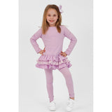 Harris Kids "Fran" Girls Frilly Dogtooth Print Tracksuit Lilac