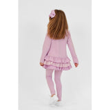 Harris Kids "Fran" Girls Frilly Dogtooth Print Tracksuit Lilac