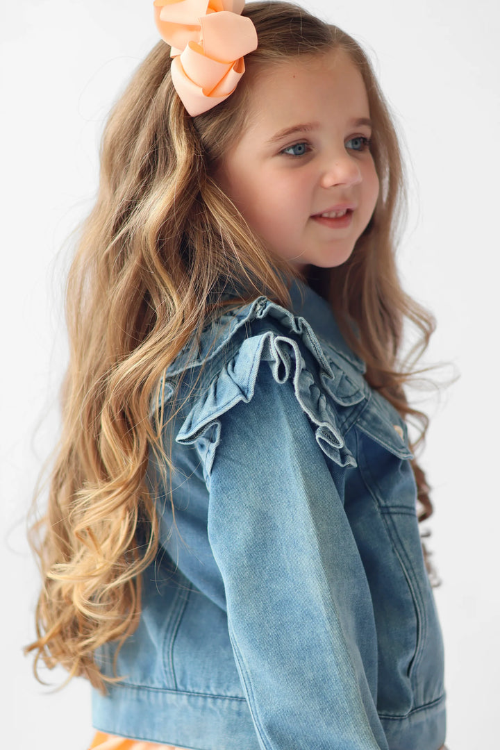 Harris Kids "Georgia" Girls Denim Frilly Jean Jacket